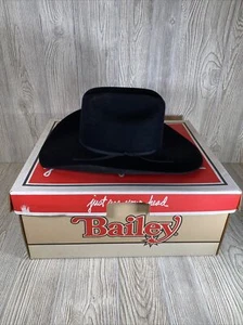 Bailey 10x Beaver Black Suede 7 1/8 Western Cowboy Mens Hat Original Box Riding - Picture 1 of 20