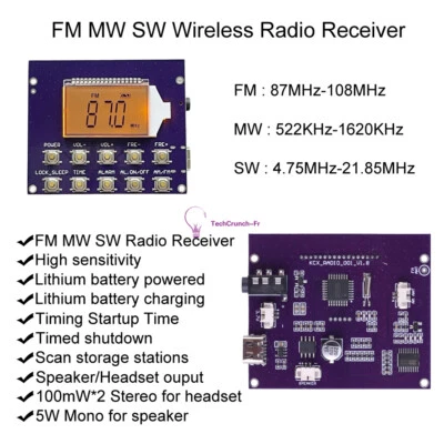 FM MW SW Full-band Digital Display Clock Radio Module Short Wave Medium Wave - Photo 1/4