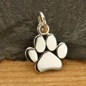 Charm con stampa zampa in argento sterling - ciondolo per animali domestici - piatto 13x9 mm - Foto 1 di 5