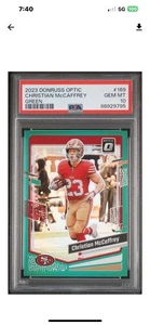 2023 Optic Christian McCaffrey Green 5/5 PSA 10. **POP 1** - Picture 1 of 3