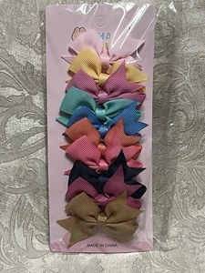 Colorful Mix Hair Bow Clips Grosgrain Ribbon Baby Toddler Hair Barrette Set - Picture 1 of 5