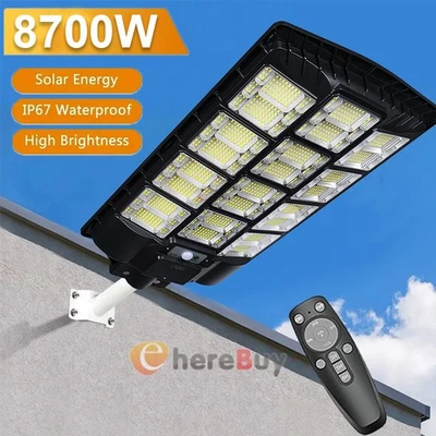 Commercial 10000000LM LED Outdoor Dusk to Dawn Solar Street Light Road Area Lamp - Image 1 of 4