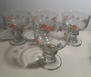 4er Set | Pfaltzgraff Teerose Standfuß Dessertgläser Geschirr mit Fuß - Bild 1 von 1