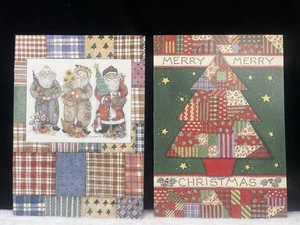 2 Winget & Buck Baldwin Patchwork Weihnachtskarten Lang Seasonal Santas Merry - Bild 1 von 17