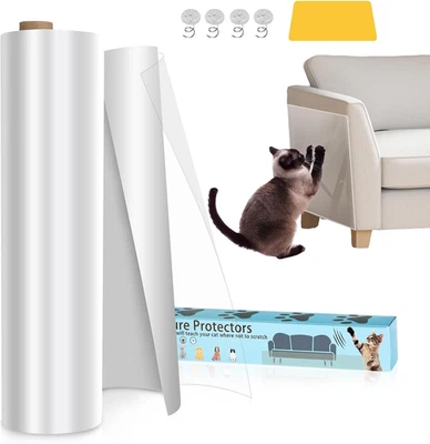 Pellicola Antigraffio per Gatti, Autoadesiva, 30 Cm X 5 M, Trasparente, Protezio - Immagine 1 di 4