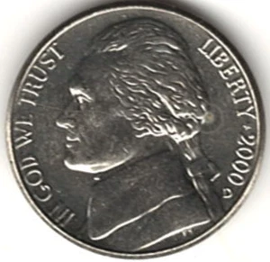2000 D JEFFERSON NICKEL IN BU CONDITION:  stk 3 - Picture 1 of 4