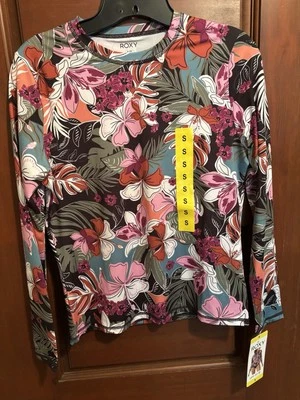 NUEVO CON ETIQUETAS Roxy S Mujer Ligera Manga Larga UPF 50 Camisa de Sol Rosa Floral Foto 1 de 4