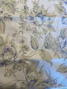 Dan River VTG Fabric Soft Floral Print Selvage Blue Cream Med Weight 98”x55” USA - Picture 1 of 14