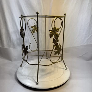 Vintage MCM Metall Blattrolle Hollywood Regency Messing Ton Mülleimer ohne Einsatz - Bild 1 von 12