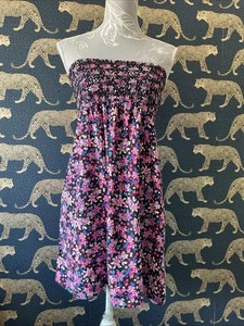 Ladies Debenhams Bikini Cover Up Strapless Smocked Holiday Dress Size 12 - Picture 1 of 4
