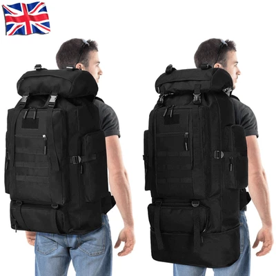 100L Hiking Camping Backpack Extra Large Molle Rucksack Mens Outdoor Luggage Bag - Image 1 of 4