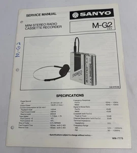 Service Manual Sanyo M-G2 (MG2) Mini Stereo Radio Portable Cassette Recorder - Picture 1 of 4