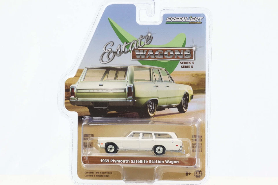 1:64 Station Wagon Serie 5 1969 Plymouth Satellite Bianco Greenlight - Immagine 1 di 1