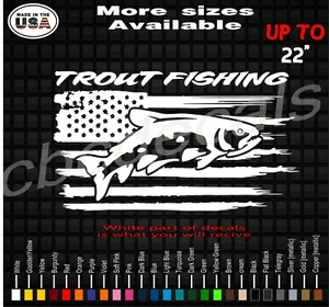 Trout Fishing American Flag Vinyl Decal Sticker Deer Hunting Decal Fishing Bass  - Picture 1 of 1