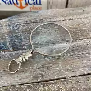 Brass Magnifying Glass Silver Finish Round Magnifier Necklace Monocle Pendant - Picture 1 of 6