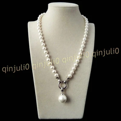 Collar colgante de perlas redondas blancas del Mar del Sur 14-32"" 6/8/10/12/14 mm Foto 1 de 4