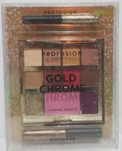 Profusion Cosmetics Gold Chrome 11 Shade Palette 13 PC Face Kit (LOC BK-19) - Picture 1 of 3
