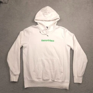 The North Face Mens M White Hoodie Fleece Pullover Multicolor Logo Graphic - Picture 1 of 12
