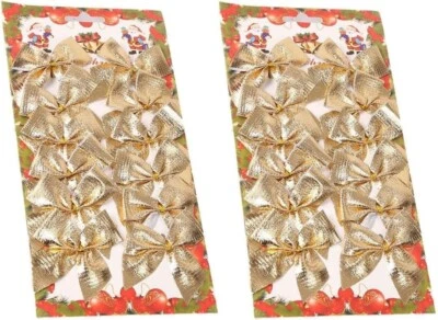 24pcs Gold Bow Christmas Decoration, Perfect For Trees & Gift Wrapping - Image 1 of 4