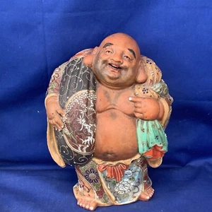Antique Satsuma Kutani Moriage Buddha Statue 10” Signed Happiness God ❤️sj3j7 - Picture 1 of 12