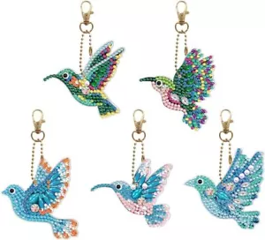 5 pz kit portachiavi pittura diamantata fai da te, strass trapano completo su due lati - Foto 1 di 8