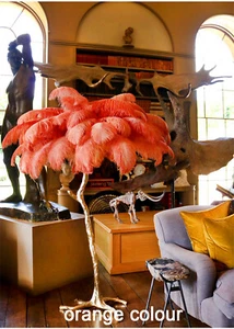 Modern Ostrich Feather Floor Lamp Lightning Decor 180cm Metal Stand - Picture 1 of 18