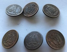 6 Vintage Mexican Handmade Coin Buttons Shank Buttons Crafts Artisan 2 Designs