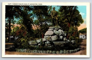 Capitán de postal. Monumento al Hombre Parker Minute, Square en Lexington, Massachusetts, - Imagen 1 de 2
