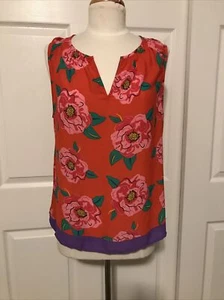 Blusa sin mangas con estampado floral grande roja violeta y claire para mujer talla L - Imagen 1 de 11