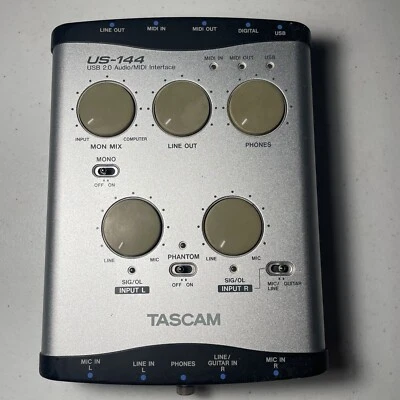 TASCAM US-144 USB 2.0 Audio/MIDI Interface UNTESTED Serial # 0320325 - Image 1 of 4