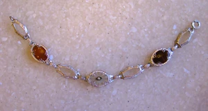 Antique Bracelet w/ Dark Red & Camphor Glass Sections - Picture 1 of 7