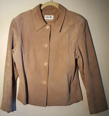 Bagatelle 棕褐色麂皮绒夹克 XL 码内衬二手纽扣前襟 — 第 1/4 张图片