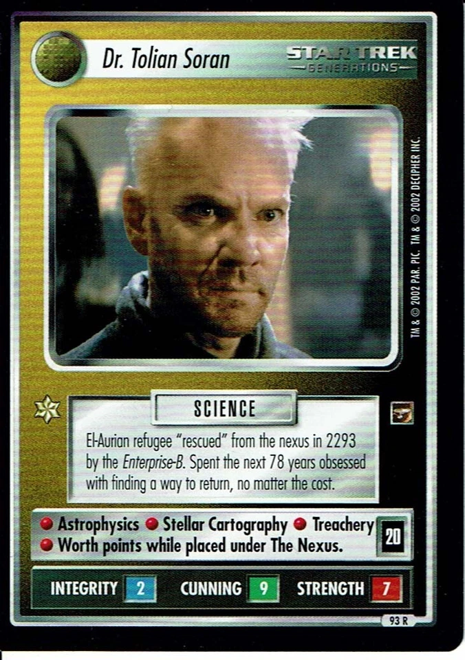 STAR TREK CCG THE MOTION PICTURES RARE CARD DR. TOLIAN SORAN ex - Image 1 of 1