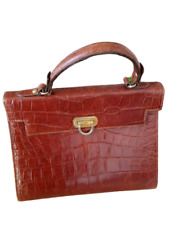 Louise Fontaine Bruxelles Vintage Red Leather Woven Zipper Handbag