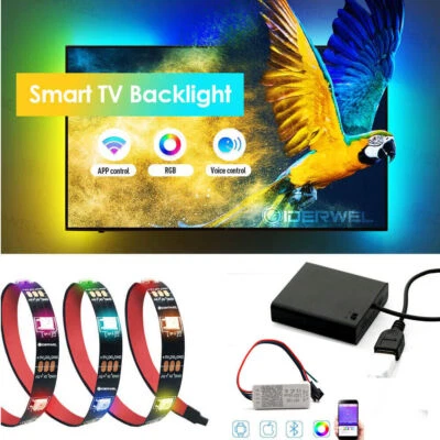 USB battery WS2812B IC Led Strip Light pixel SP110E Bluetooth APP Room TV lamp - Image 1 of 4