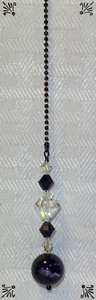 Handcrafted Fan Pull Sodalite Semi Precious Gem Cobalt Blue Made With Swarovski - Picture 1 of 6