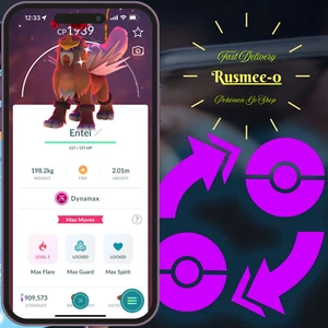 Pokémon Go - Shiny Dynamax Entei - Trade or Mini P T C - Read Description - Picture 1 of 1
