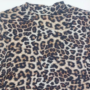 Camicetta Farm Rio pelle naturale crema jersey donna grande stampa animalier top increspato - Foto 1 di 10