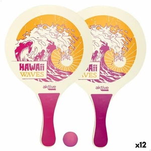 Palas de Playa con Pelota Aktive Hawai Madera 23,5 x 38 x 0,8 cm [12 Unidades - Imagen 1 de 5