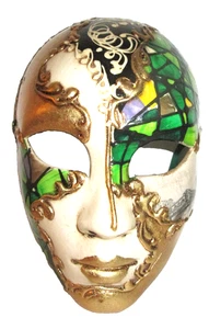 MAR 4 FATTO A MANO IN ITALIA, CARTAPESTA RESISTENTE, MOSAICO VERDE/ORO DIPINTO A MANO. - Foto 1 di 3