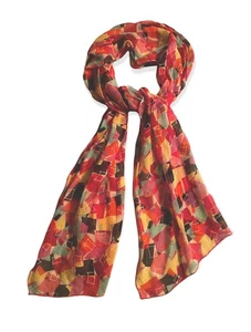 Vibrante Bufanda Abstracta Estampado Geométrico Ligero Mantón de Gasa 55 Pulgadas de Largo - Imagen 1 de 7