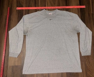 Vintage Nike Embroidered Center Swoosh Langarmshirt Grau Herren XXL Distressed - Bild 1 von 6