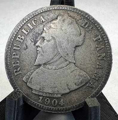 1904 Panama 10 Ten Diez Centesimos, Silver, KM# 3 - Image 1 of 2