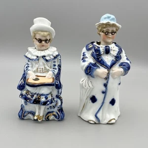 Pareja de muñecas de porcelana alemanas vintage con cabeza de bobblehead 14 cm de alto - Imagen 1 de 14