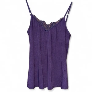 Purple Camisole H&M Cami Top Lace Detail Sz 8 S M spaghetti Straps Office Siren - Picture 1 of 8