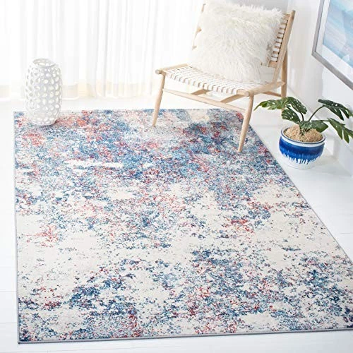 Navy Red Stain Resistant Non Shedding 3x5 Area Rug Kid Pet Friendly Modern De... - Image 1 of 4