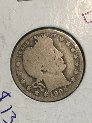 Moneda de 25 centavos de plata barbero 1906-D 90 % plata 1 moneda de bonificación gratis lote de 2 Foto 1 de 4