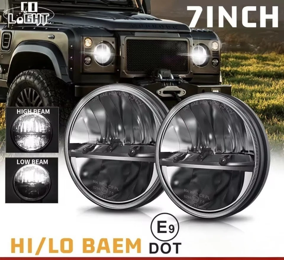 Paar 7 Zoll LED Front Scheinwerfer für Land Rover Defender Jeep  T3 G Klasse - Bild 1 von 4