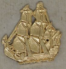 Boat Sailboat Three Mats The Belem ? Double Face Charm Pendant Metal Gold 2D