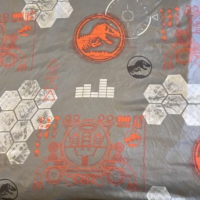 Franco JURASSIC WORLD Erupción Doble Hoja Plana Dinosaurio T Rex Logo Microfibra Foto 1 de 4